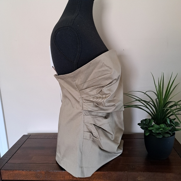 Dynamite Tube Top Gathered Women's Size XL Tan Khaki Twill Fitted NWT - Picture 2 of 12